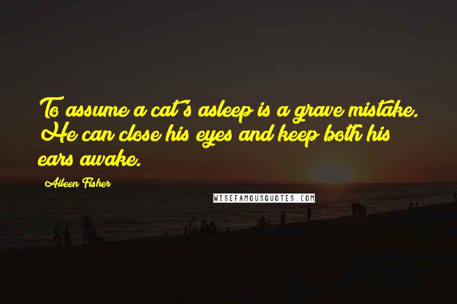 Aileen Fisher Quotes: To assume a cat's asleep is a grave mistake. He can close his eyes and keep both his ears awake.