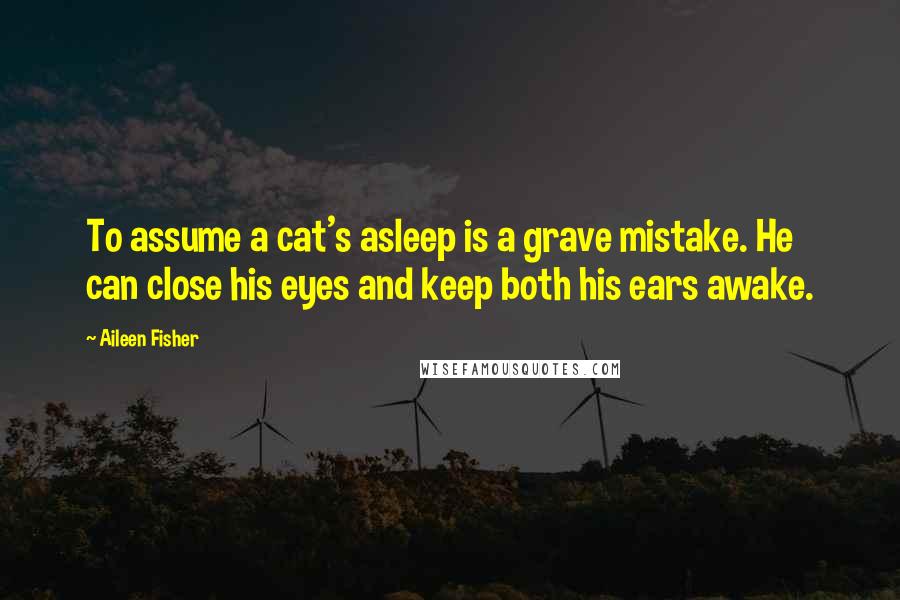 Aileen Fisher Quotes: To assume a cat's asleep is a grave mistake. He can close his eyes and keep both his ears awake.