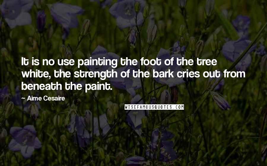 Aime Cesaire Quotes: It is no use painting the foot of the tree white, the strength of the bark cries out from beneath the paint.