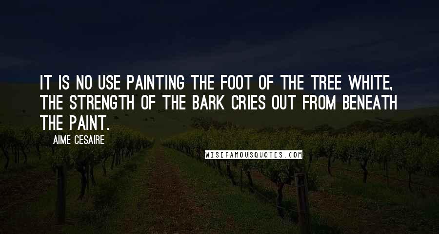 Aime Cesaire Quotes: It is no use painting the foot of the tree white, the strength of the bark cries out from beneath the paint.