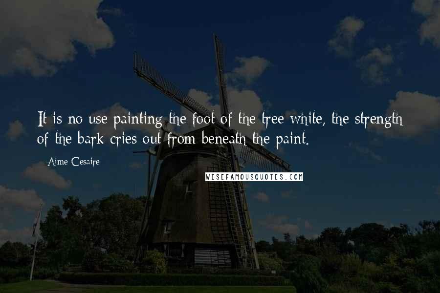 Aime Cesaire Quotes: It is no use painting the foot of the tree white, the strength of the bark cries out from beneath the paint.