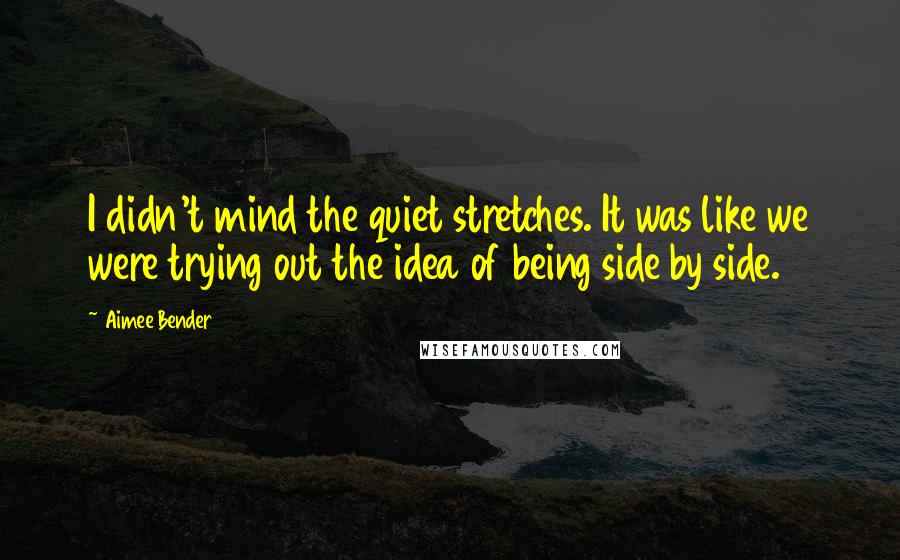 Aimee Bender Quotes: I didn't mind the quiet stretches. It was like we were trying out the idea of being side by side.