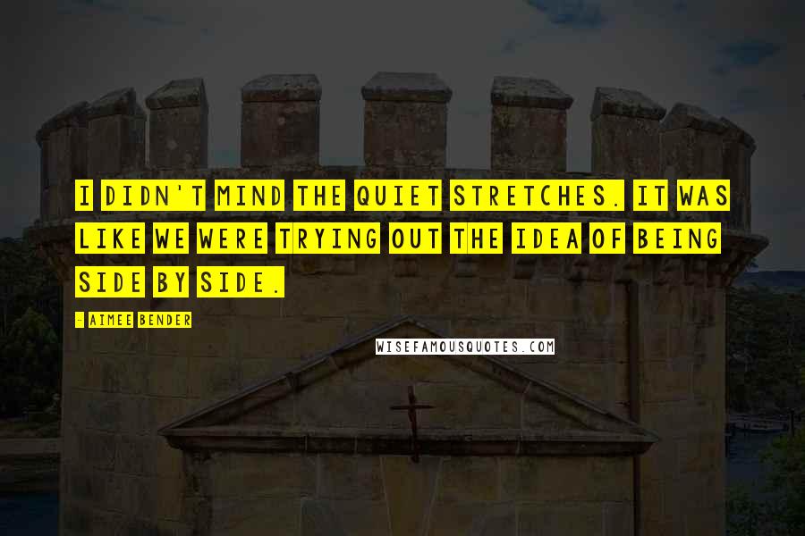 Aimee Bender Quotes: I didn't mind the quiet stretches. It was like we were trying out the idea of being side by side.