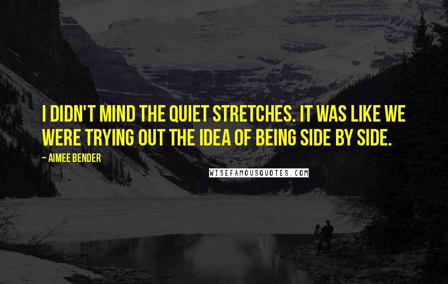 Aimee Bender Quotes: I didn't mind the quiet stretches. It was like we were trying out the idea of being side by side.