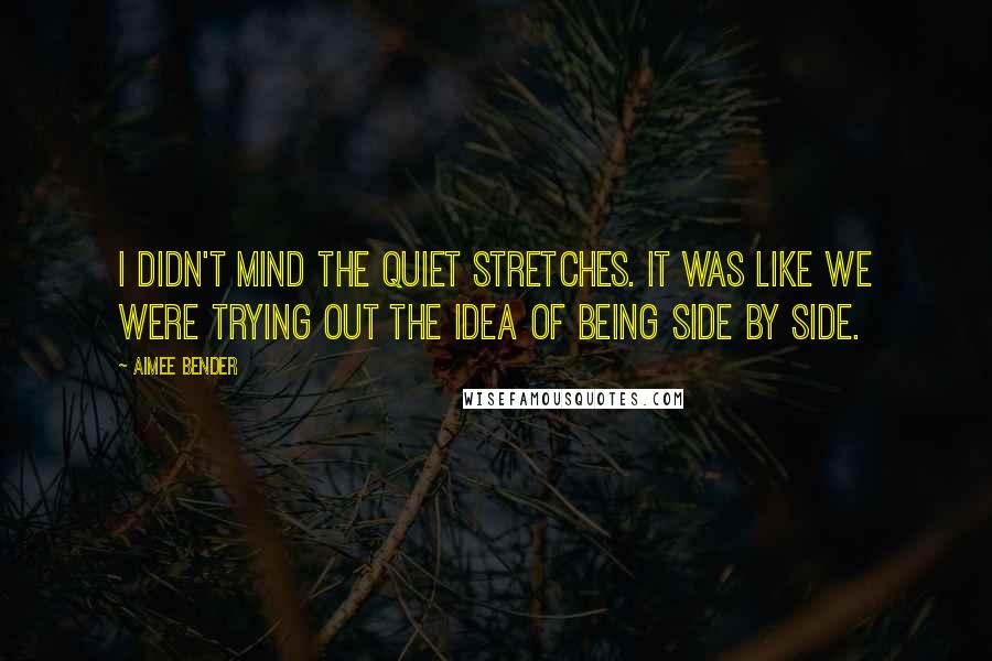 Aimee Bender Quotes: I didn't mind the quiet stretches. It was like we were trying out the idea of being side by side.