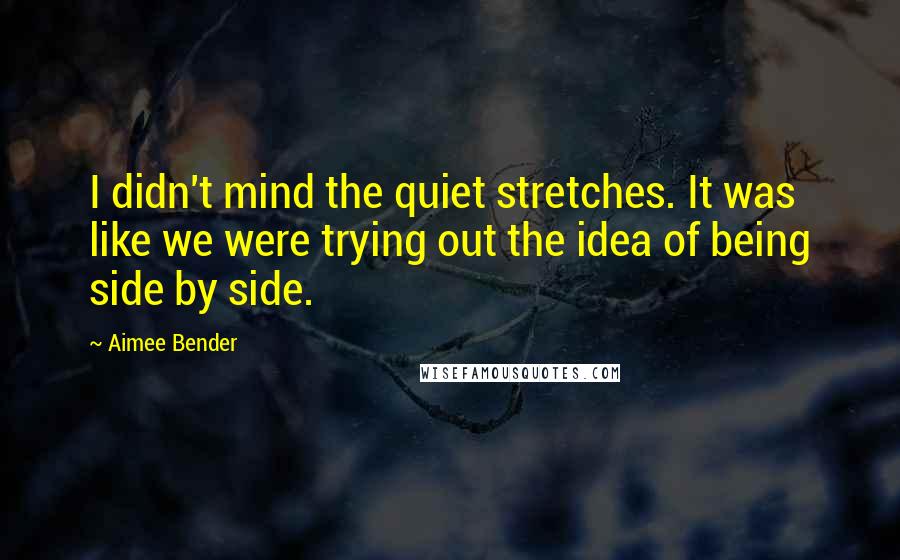 Aimee Bender Quotes: I didn't mind the quiet stretches. It was like we were trying out the idea of being side by side.