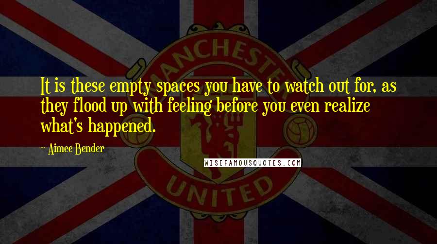 Aimee Bender Quotes: It is these empty spaces you have to watch out for, as they flood up with feeling before you even realize what's happened.