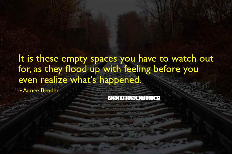 Aimee Bender Quotes: It is these empty spaces you have to watch out for, as they flood up with feeling before you even realize what's happened.