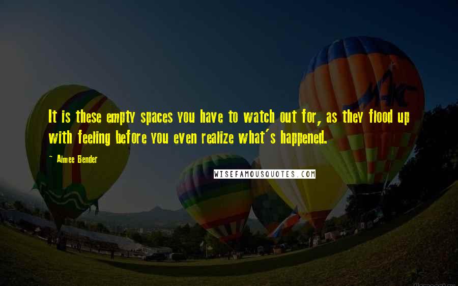 Aimee Bender Quotes: It is these empty spaces you have to watch out for, as they flood up with feeling before you even realize what's happened.