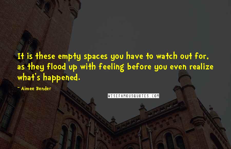 Aimee Bender Quotes: It is these empty spaces you have to watch out for, as they flood up with feeling before you even realize what's happened.