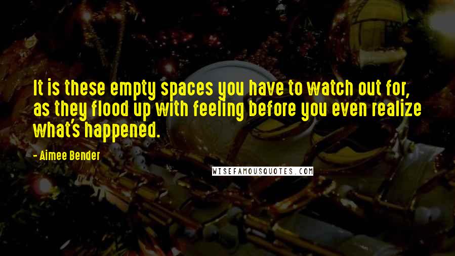 Aimee Bender Quotes: It is these empty spaces you have to watch out for, as they flood up with feeling before you even realize what's happened.