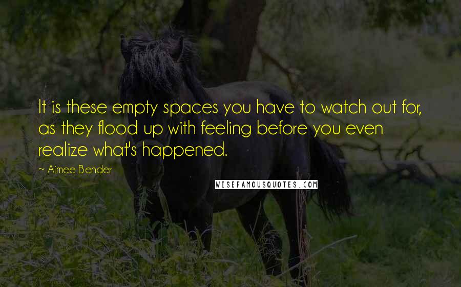 Aimee Bender Quotes: It is these empty spaces you have to watch out for, as they flood up with feeling before you even realize what's happened.