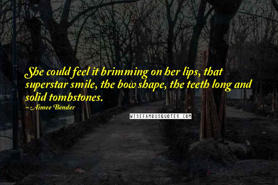 Aimee Bender Quotes: She could feel it brimming on her lips, that superstar smile, the bow shape, the teeth long and solid tombstones.