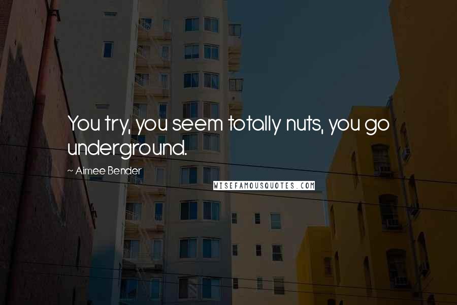 Aimee Bender Quotes: You try, you seem totally nuts, you go underground.