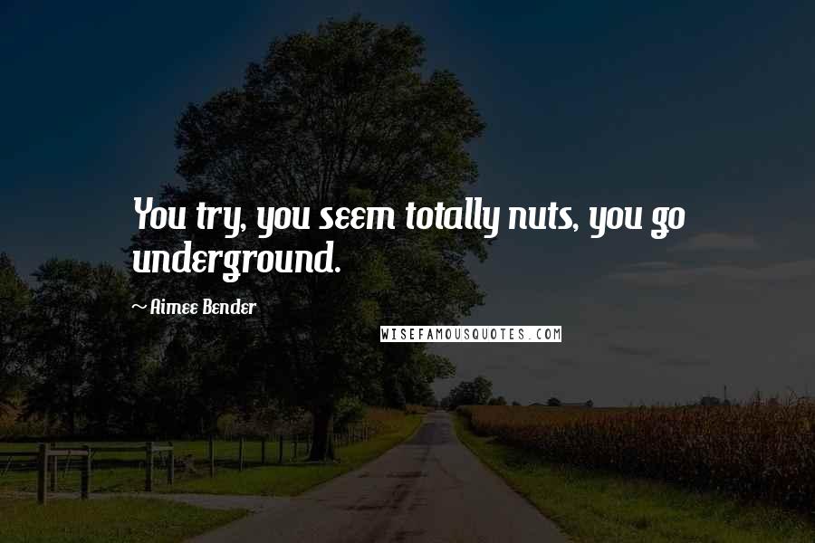 Aimee Bender Quotes: You try, you seem totally nuts, you go underground.