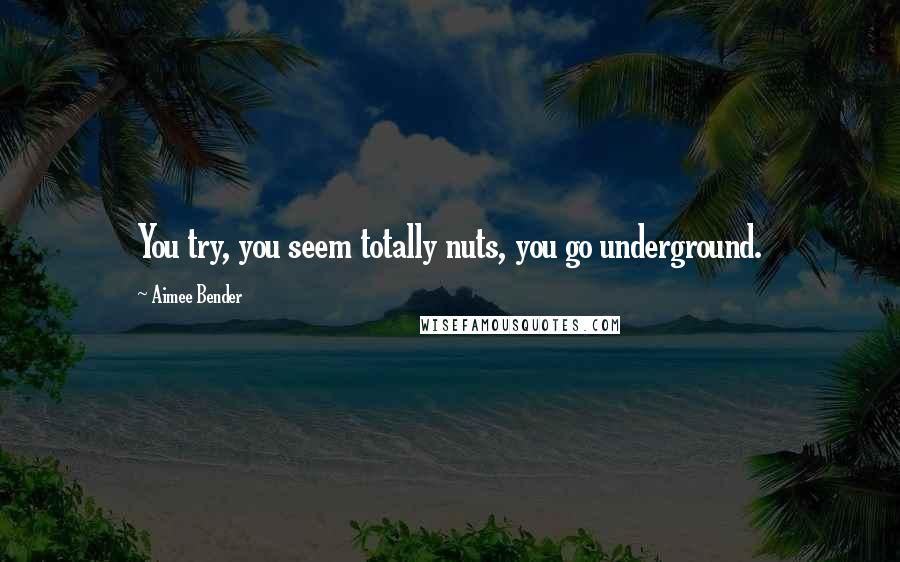 Aimee Bender Quotes: You try, you seem totally nuts, you go underground.