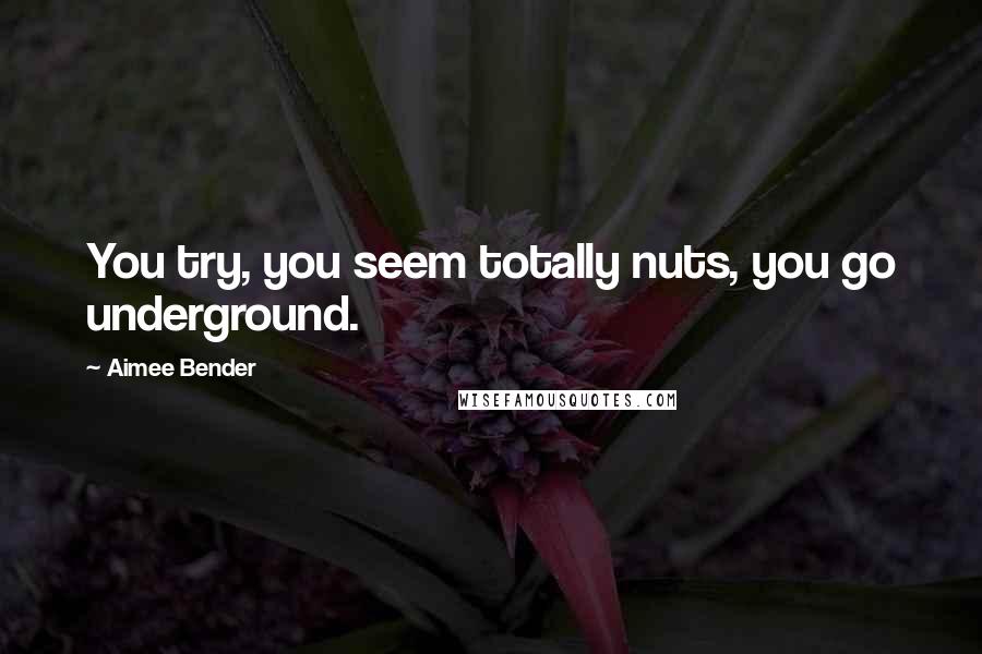 Aimee Bender Quotes: You try, you seem totally nuts, you go underground.