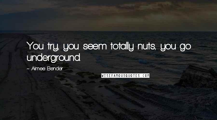 Aimee Bender Quotes: You try, you seem totally nuts, you go underground.