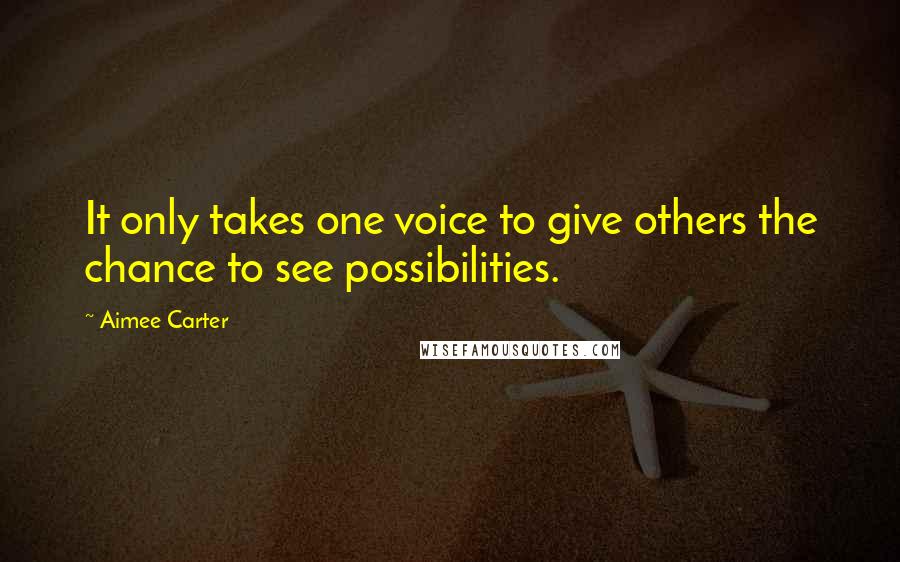 Aimee Carter Quotes: It only takes one voice to give others the chance to see possibilities.