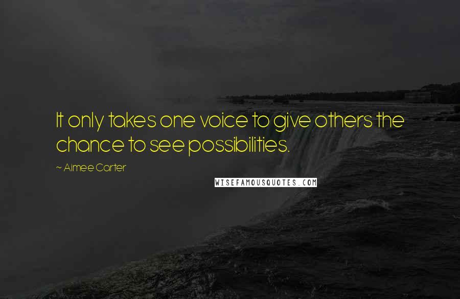 Aimee Carter Quotes: It only takes one voice to give others the chance to see possibilities.