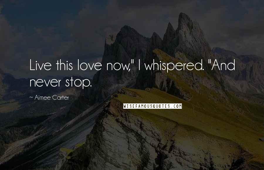 Aimee Carter Quotes: Live this love now," I whispered. "And never stop.