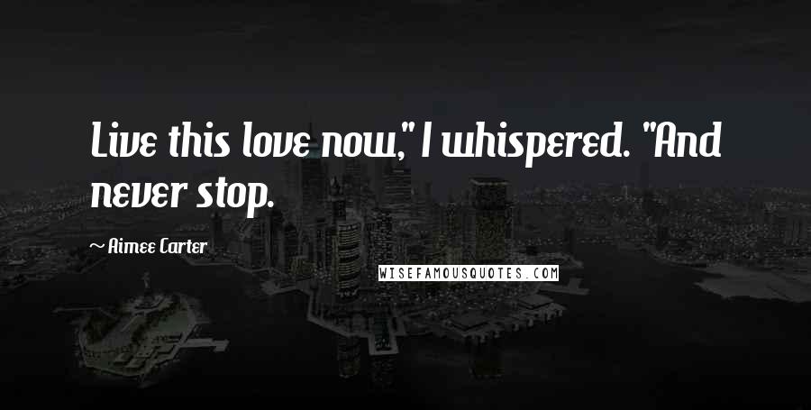 Aimee Carter Quotes: Live this love now," I whispered. "And never stop.