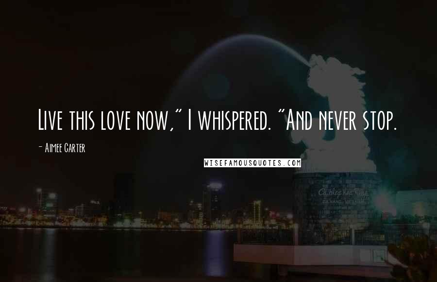 Aimee Carter Quotes: Live this love now," I whispered. "And never stop.
