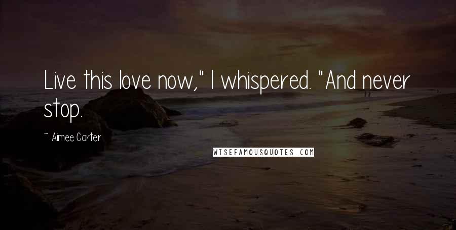 Aimee Carter Quotes: Live this love now," I whispered. "And never stop.
