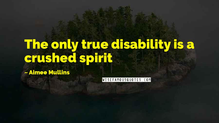 Aimee Mullins Quotes: The only true disability is a crushed spirit