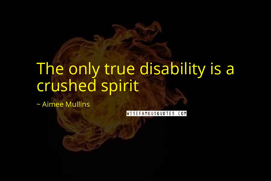Aimee Mullins Quotes: The only true disability is a crushed spirit