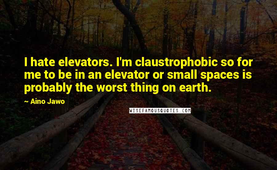 Aino Jawo Quotes: I hate elevators. I'm claustrophobic so for me to be in an elevator or small spaces is probably the worst thing on earth.