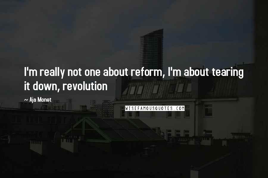 Aja Monet Quotes: I'm really not one about reform, I'm about tearing it down, revolution