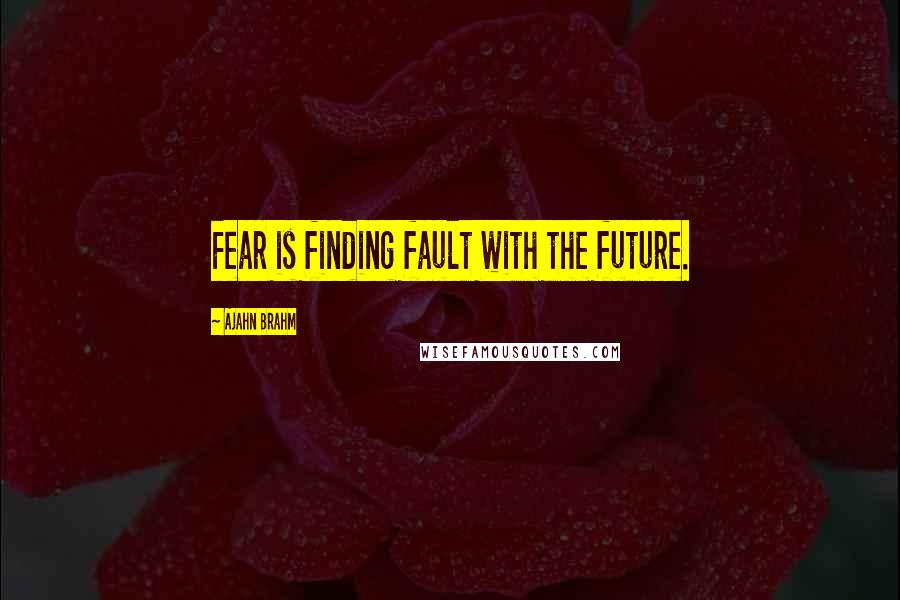 Ajahn Brahm Quotes: Fear is finding fault with the future.