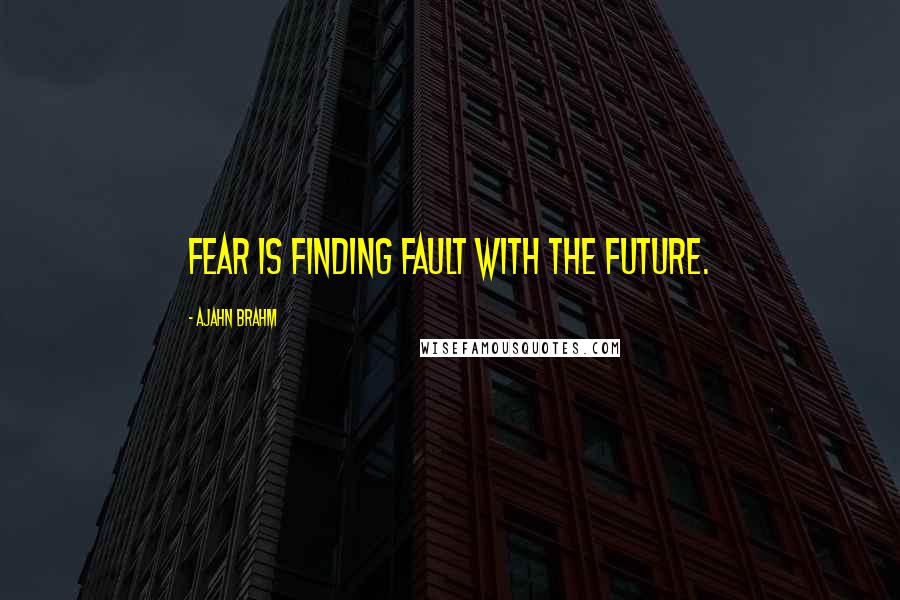 Ajahn Brahm Quotes: Fear is finding fault with the future.