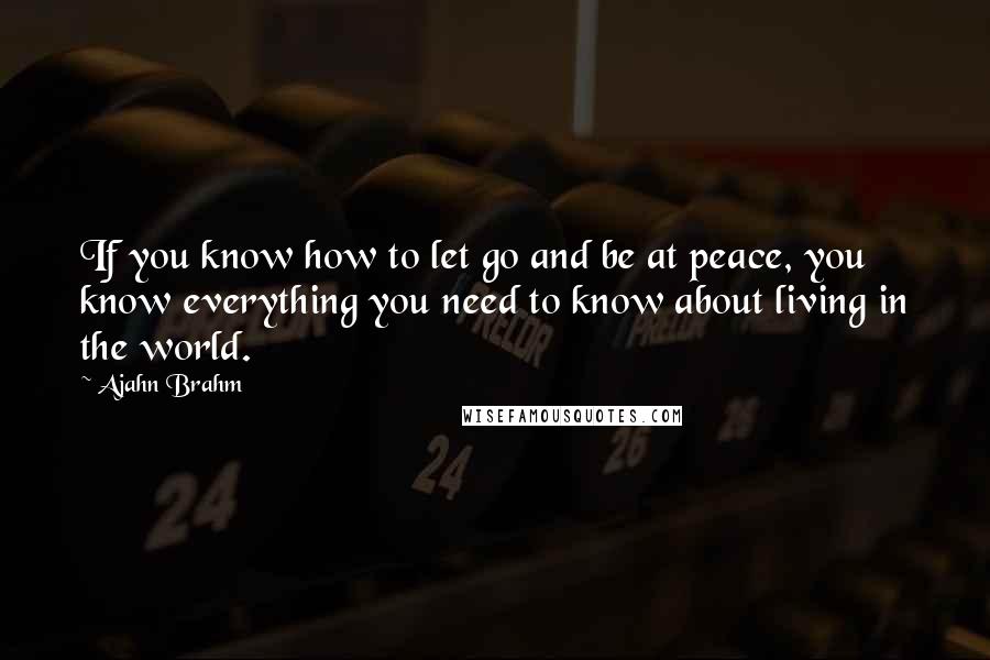 Ajahn Brahm Quotes: If you know how to let go and be at peace, you know everything you need to know about living in the world.