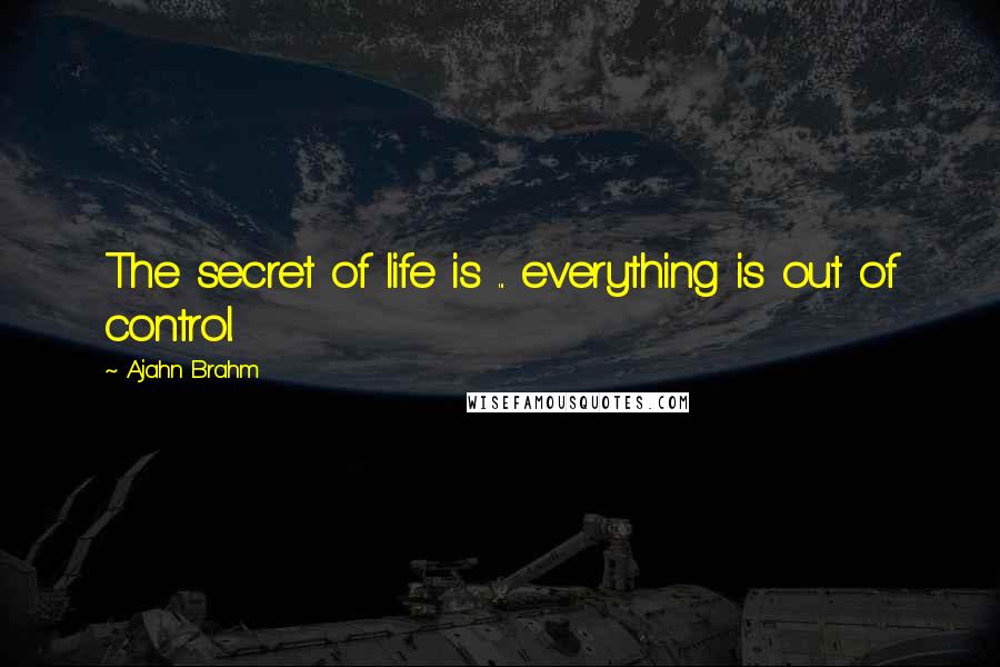 Ajahn Brahm Quotes: The secret of life is ... everything is out of control.