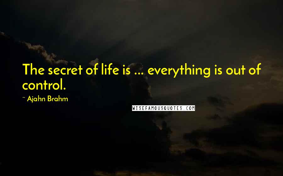 Ajahn Brahm Quotes: The secret of life is ... everything is out of control.