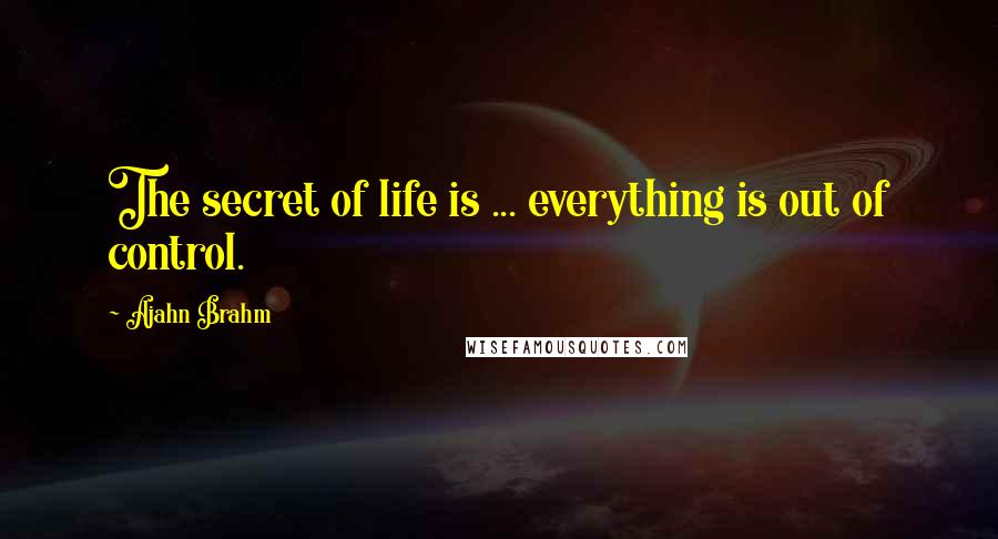 Ajahn Brahm Quotes: The secret of life is ... everything is out of control.