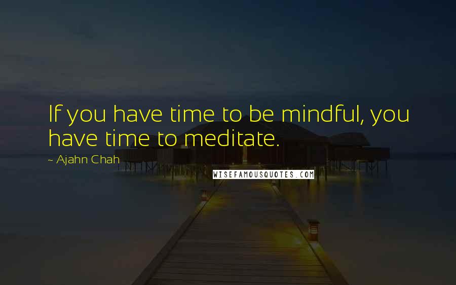 Ajahn Chah Quotes: If you have time to be mindful, you have time to meditate.