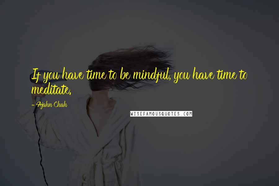 Ajahn Chah Quotes: If you have time to be mindful, you have time to meditate.