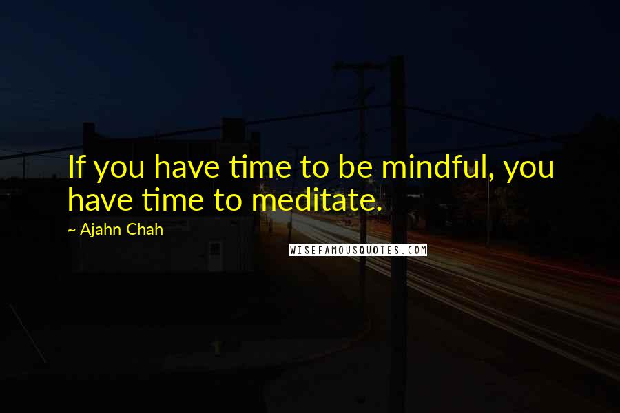 Ajahn Chah Quotes: If you have time to be mindful, you have time to meditate.