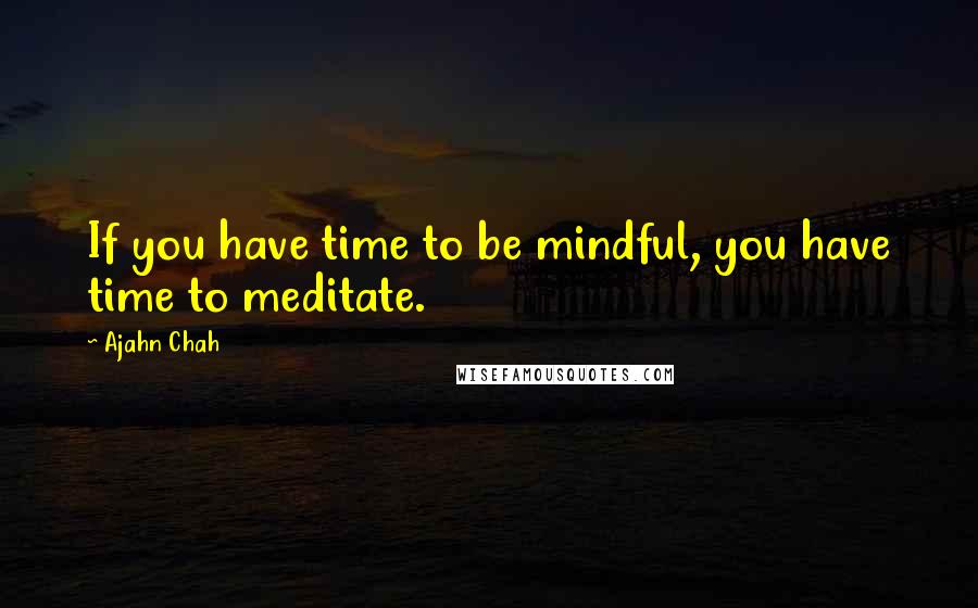 Ajahn Chah Quotes: If you have time to be mindful, you have time to meditate.