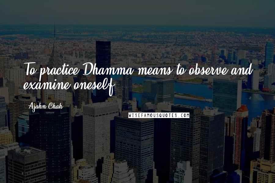 Ajahn Chah Quotes: To practice Dhamma means to observe and examine oneself.