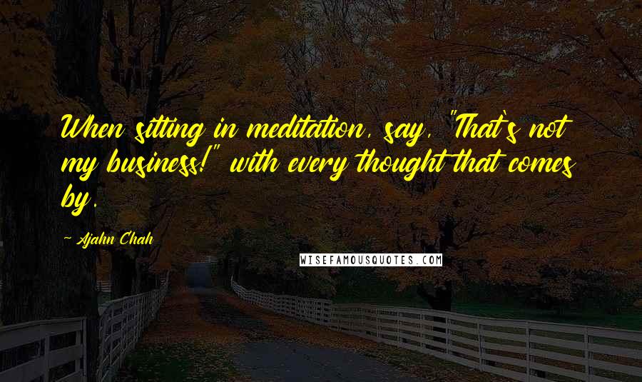 Ajahn Chah Quotes: When sitting in meditation, say, "That's not my business!" with every thought that comes by.