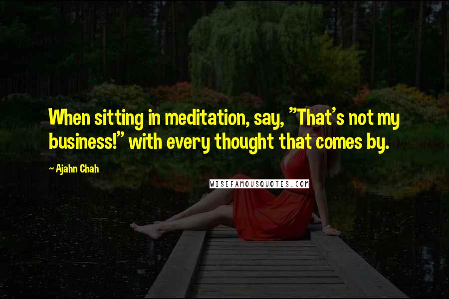 Ajahn Chah Quotes: When sitting in meditation, say, "That's not my business!" with every thought that comes by.