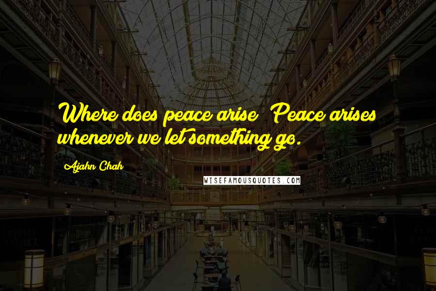 Ajahn Chah Quotes: Where does peace arise? Peace arises whenever we let something go.