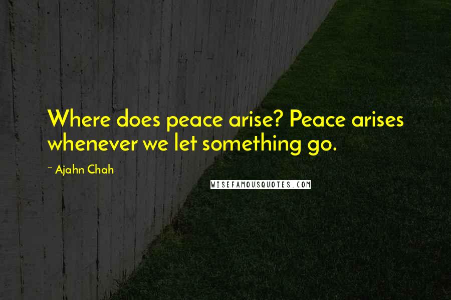 Ajahn Chah Quotes: Where does peace arise? Peace arises whenever we let something go.