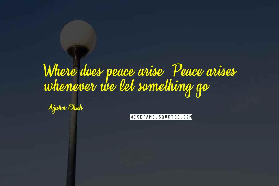 Ajahn Chah Quotes: Where does peace arise? Peace arises whenever we let something go.