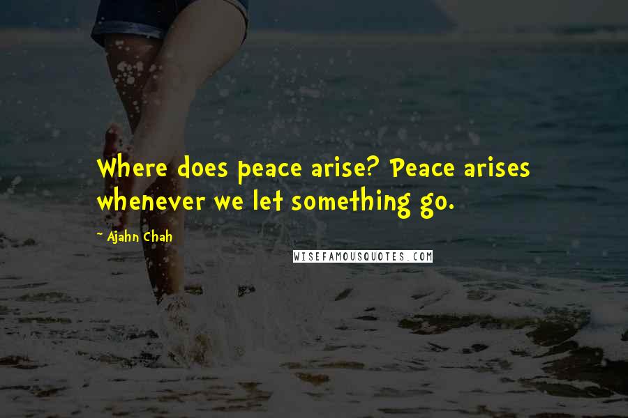 Ajahn Chah Quotes: Where does peace arise? Peace arises whenever we let something go.