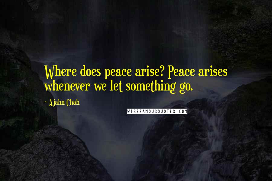 Ajahn Chah Quotes: Where does peace arise? Peace arises whenever we let something go.